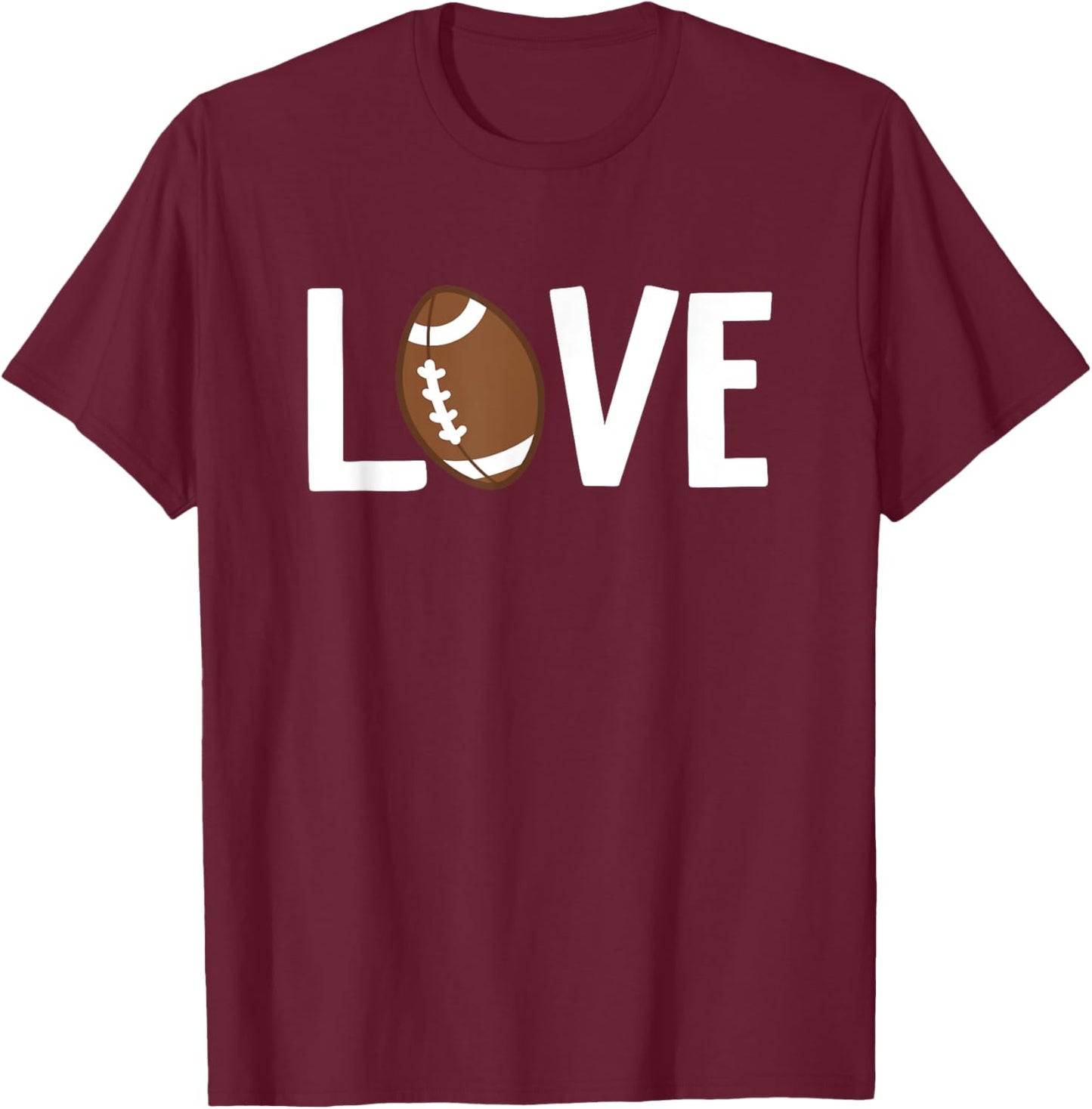 Valentine's Day LOVE FOOTBALL T-Shirt - T-Shirt | Maroon