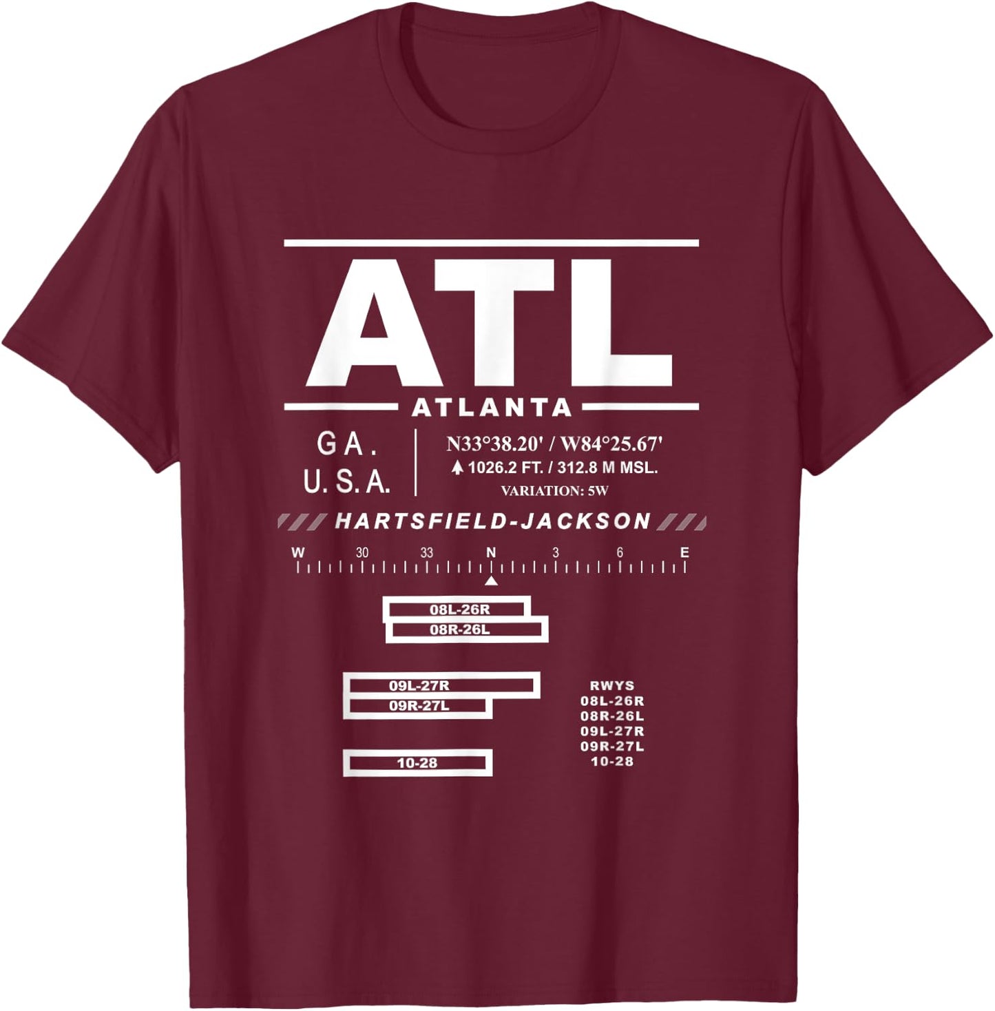Hartsfield Jackson Atlanta International Airport Georgia ATL T-Shirt - T-Shirt | Maroon