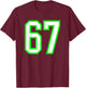 Sports Team Jersey #67 White Lime Jersey Number 67 T-Shirt - T-Shirt | Maroon