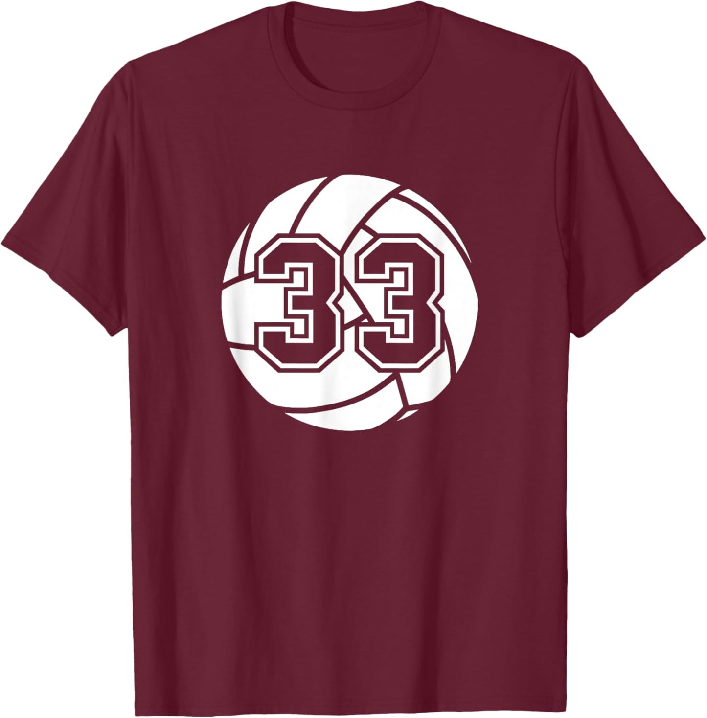 Volleyball Player #33 Volleyball Mom Dad Jersey Number 33 T-Shirt - T-Shirt | Maroon