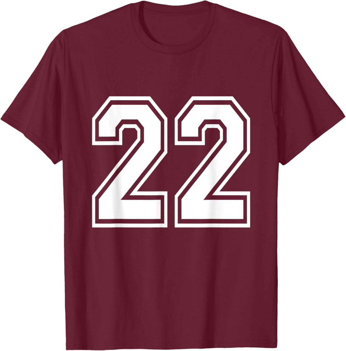 Number 22 Front + Back Varsity Sports Team 22nd Birthday T-Shirt - T-Shirt | Maroon