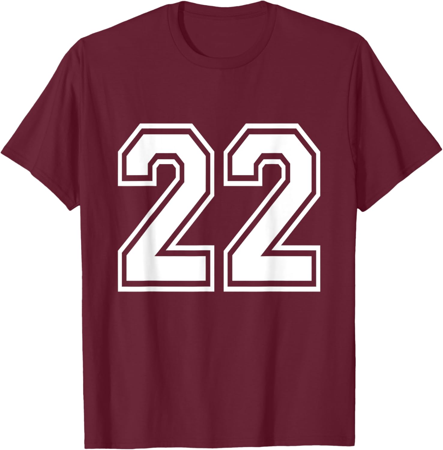 Number 22 Front + Back Varsity Sports Team 22nd Birthday T-Shirt - T-Shirt | Maroon