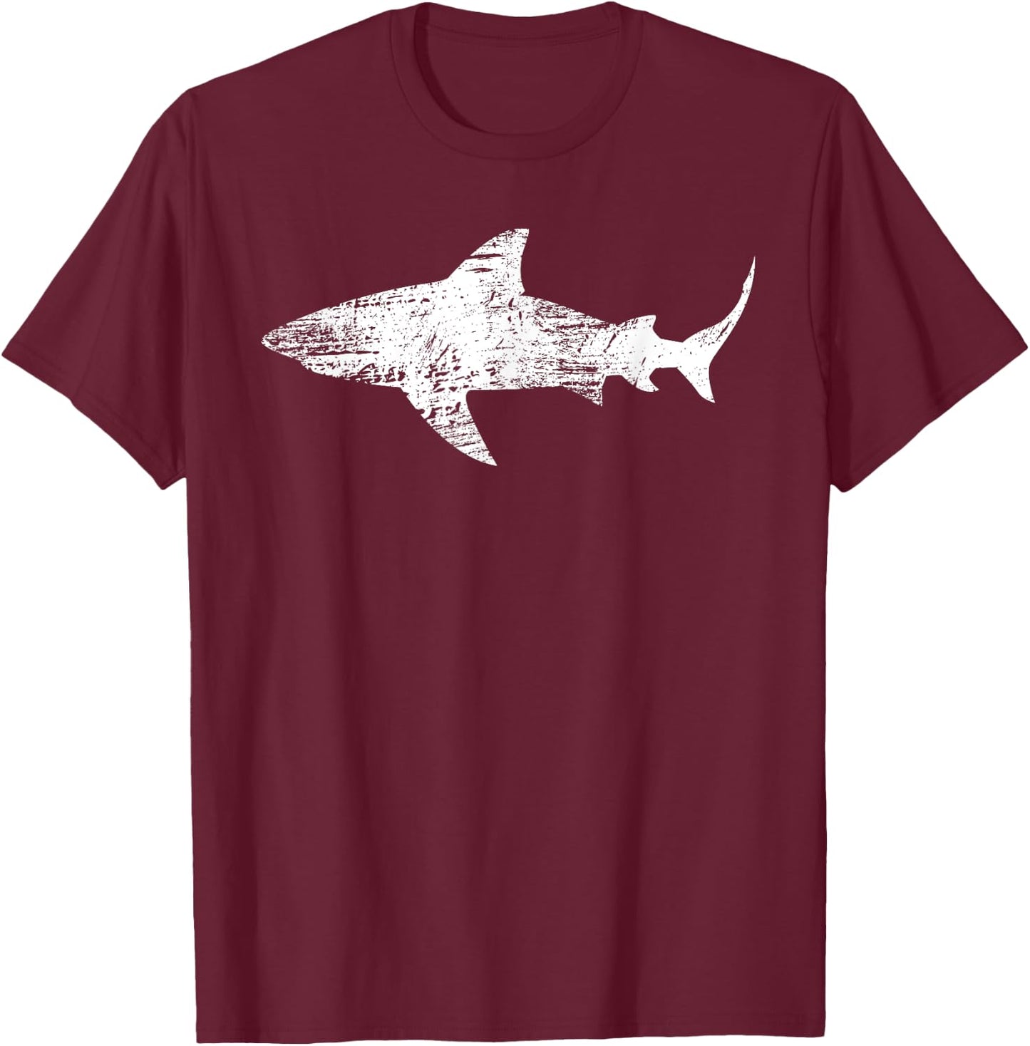 Vintage Shark Silhouette | Hammerhead Shark Tiger Shark T-Shirt - T-Shirt | Maroon
