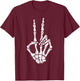 Skeleton Hand Peace Sign Halloween Costume Bones T-Shirt - T-Shirt | Maroon