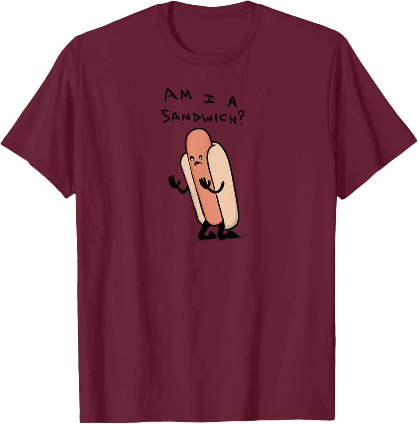 Threadless Nathan W. Pyle Am I A Sandwich? Graphic T-Shirt - T-Shirt | Maroon