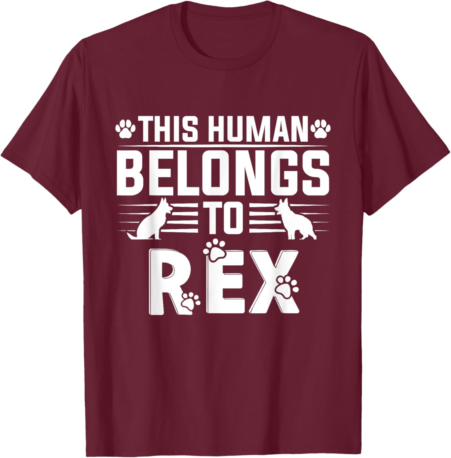 Dog Name Rex Personalised Gift Pet Dog Name Rex T-Shirt - T-Shirt | Maroon