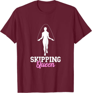 Skipping Queen Rope Jumping Cardio Jump Rope Workout Gym T-Shirt - T-Shirt | Maroon