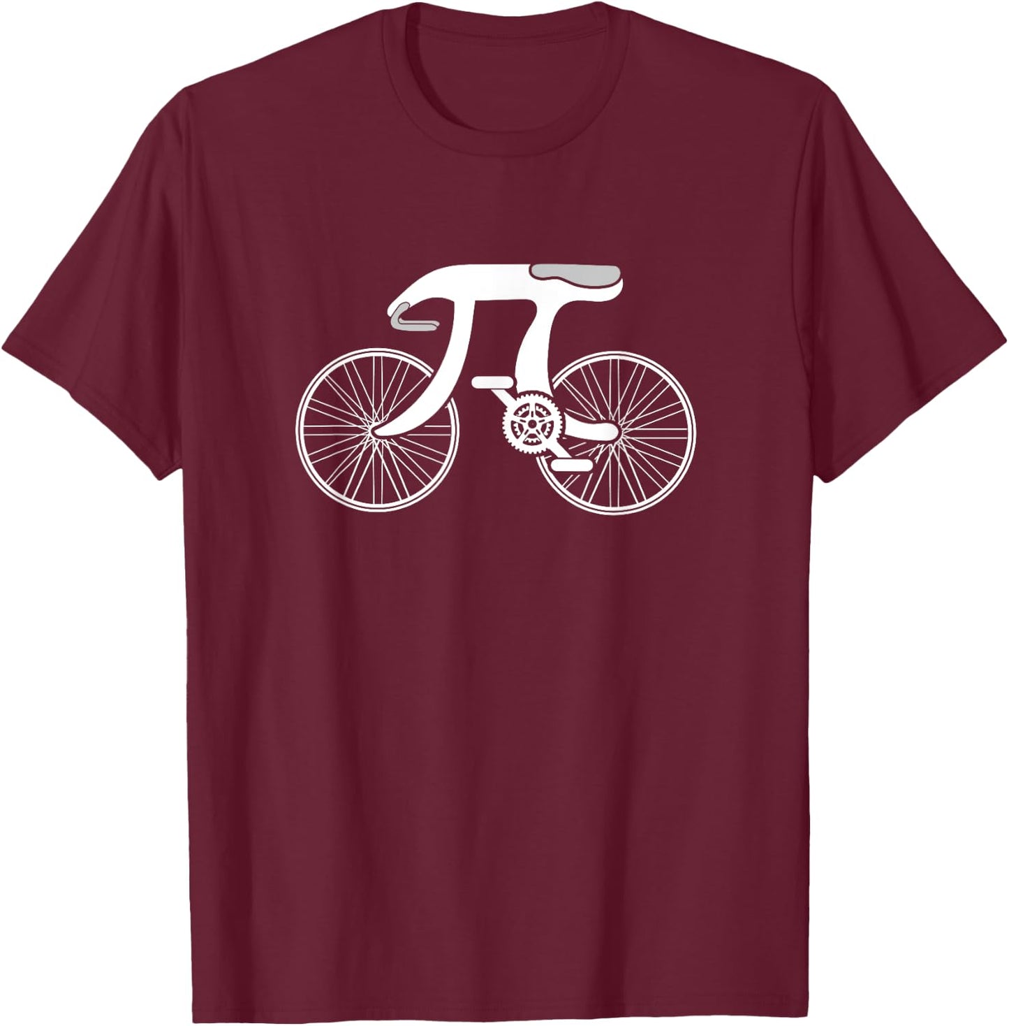 Pi Day Pi Cycle Bicycle Bike Math Symbol 3.14 Cyclist Pun T-Shirt - T-Shirt | Maroon