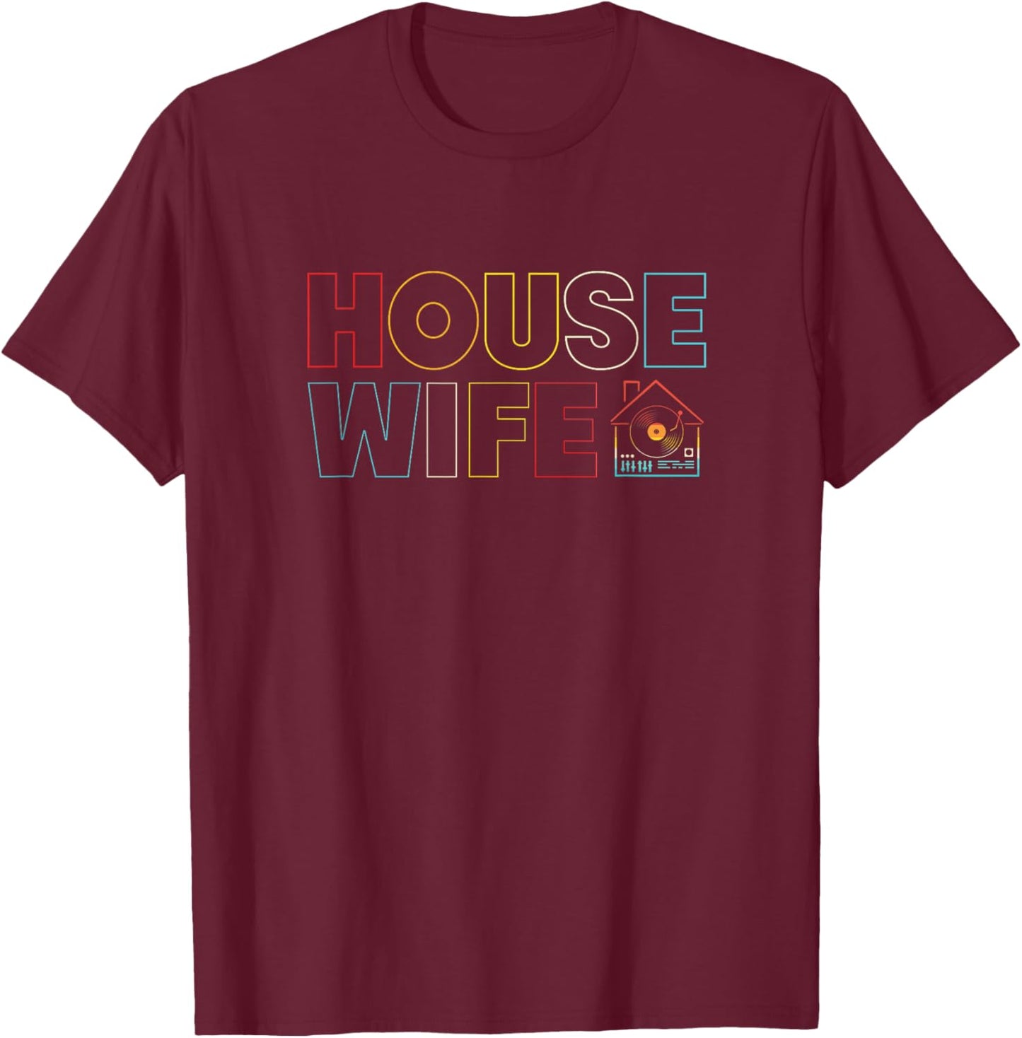 Retro House Wife Rave Techno House Music T-Shirt - T-Shirt | Maroon
