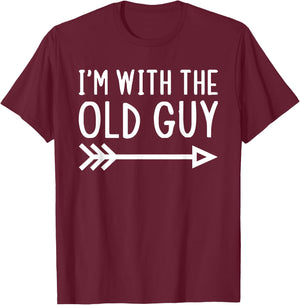 I'm With The Old Guy Funny Matching Halloween Couple Costume T-Shirt - T-Shirt | Maroon