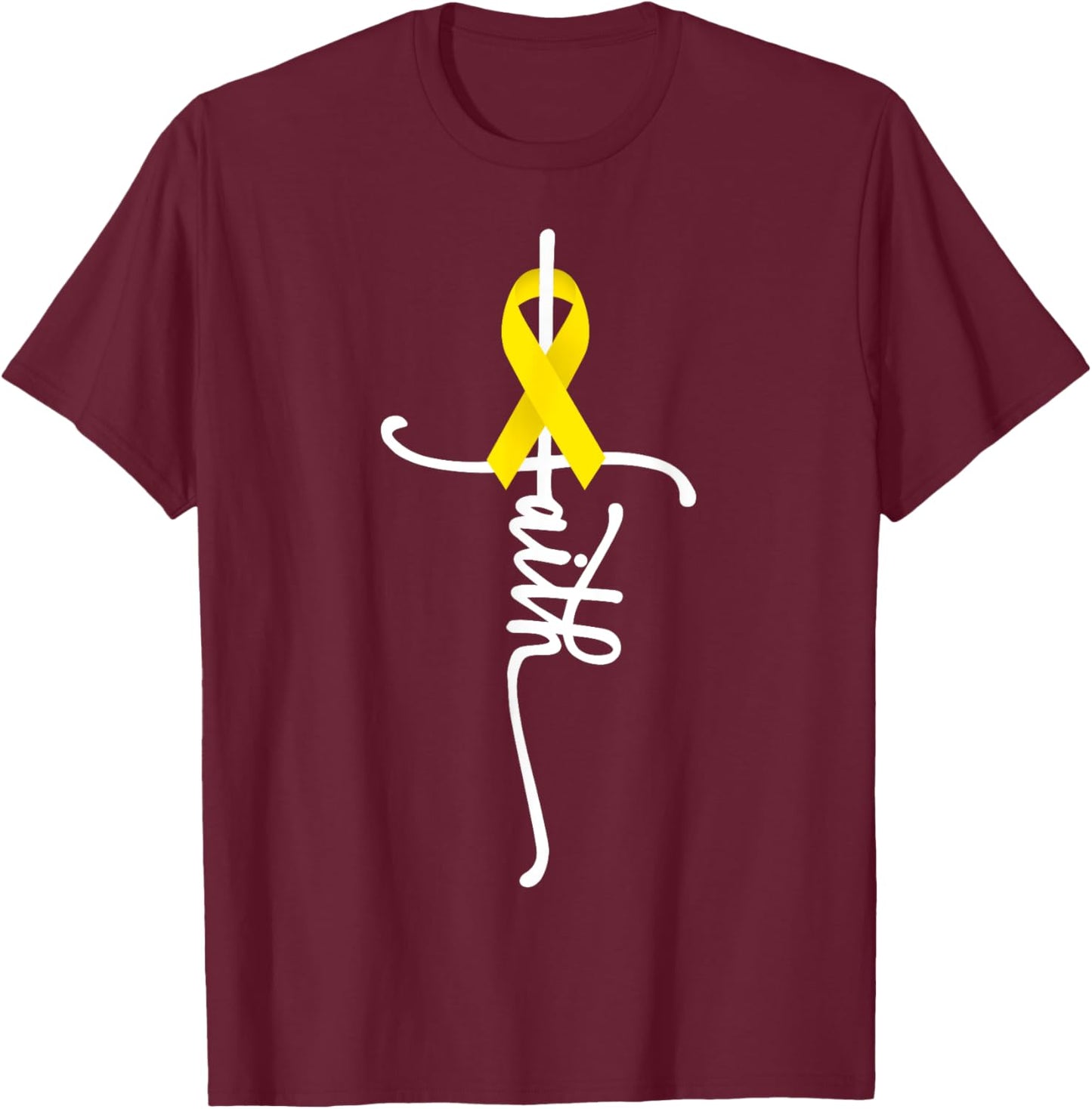 Sarcoma Bone Cancer Faith Sarcoma Bone Cancer Awareness T-Shirt - T-Shirt | Maroon