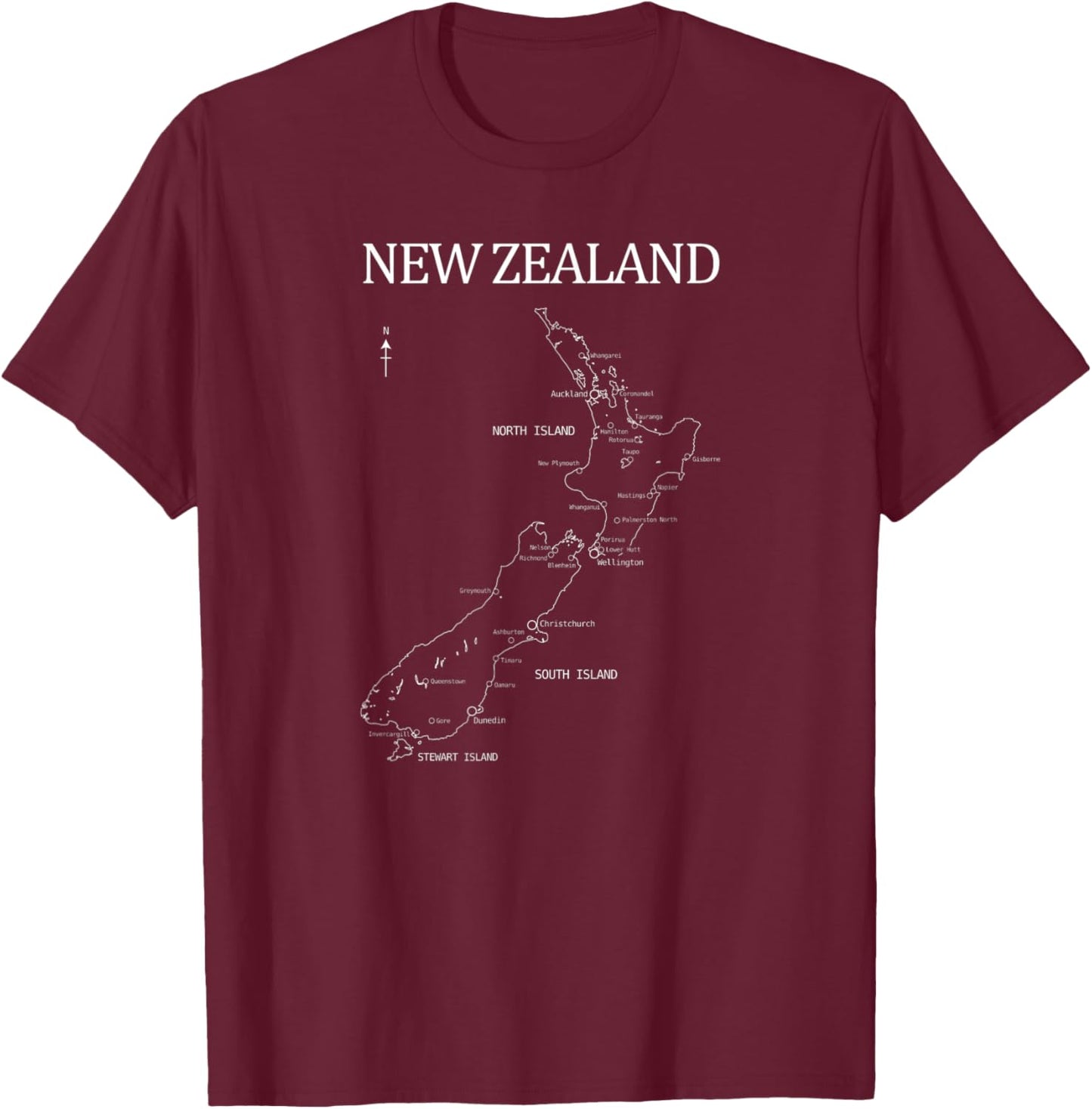 New Zealand map T-Shirt - T-Shirt | Maroon