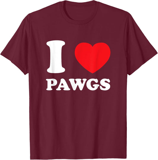 I Love Heart Pawgs T-Shirt - T-Shirt | Maroon
