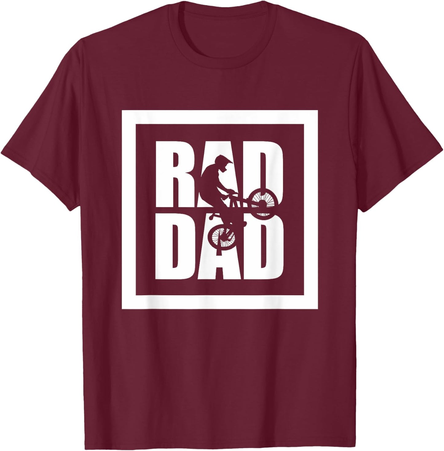 Mountain Bike MTB T Shirt - RAD DAD Mountain Bike T-Shirt - T-Shirt | Maroon