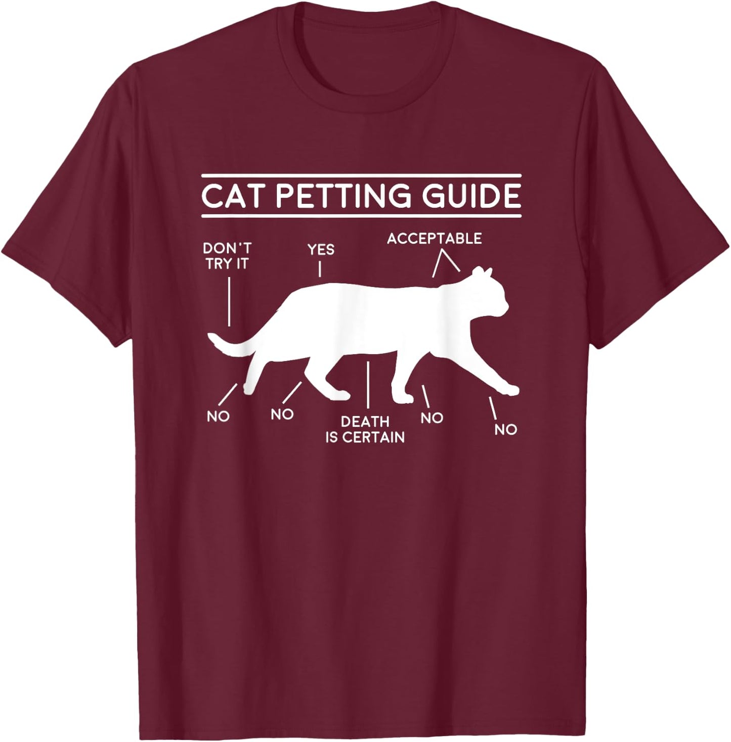Cat Owner Petting Guide Funny Women Girls Kids T-Shirt - T-Shirt | Maroon