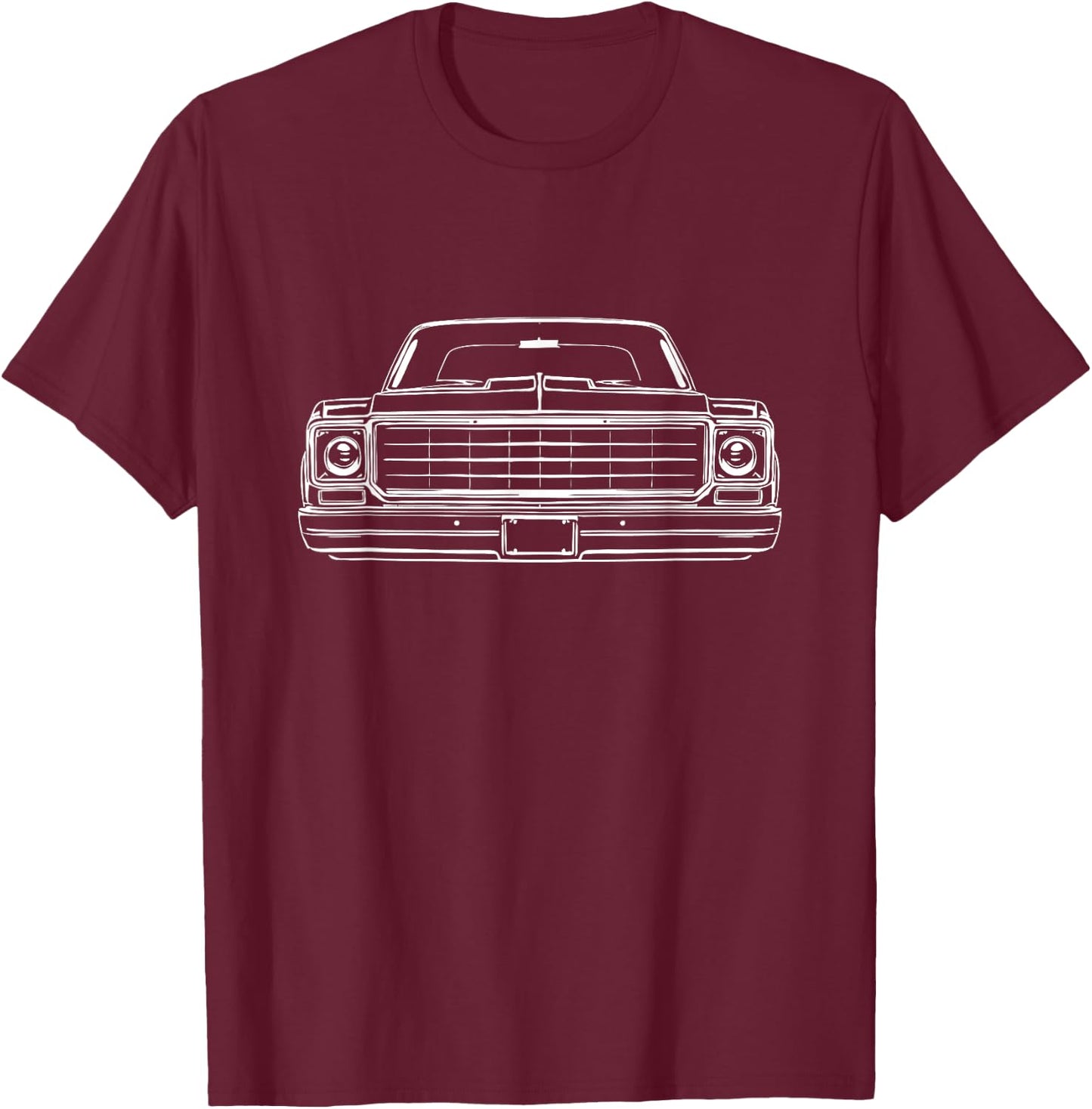 73-87 Squarebody Grill Silhouette Round Eye Squarebody Truck T-Shirt - T-Shirt | Maroon