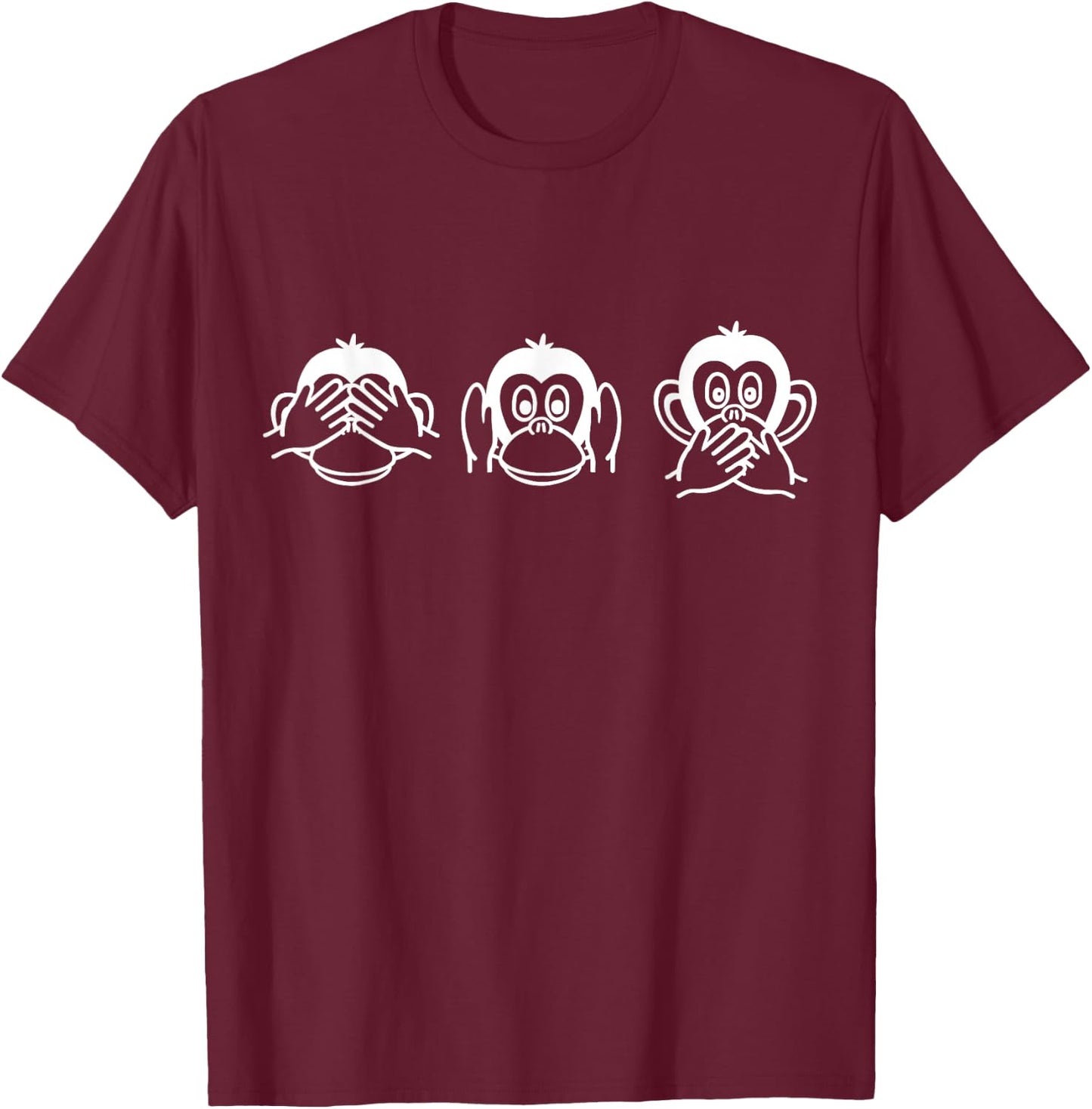 Three wise monkeys T-Shirt - T-Shirt | Maroon