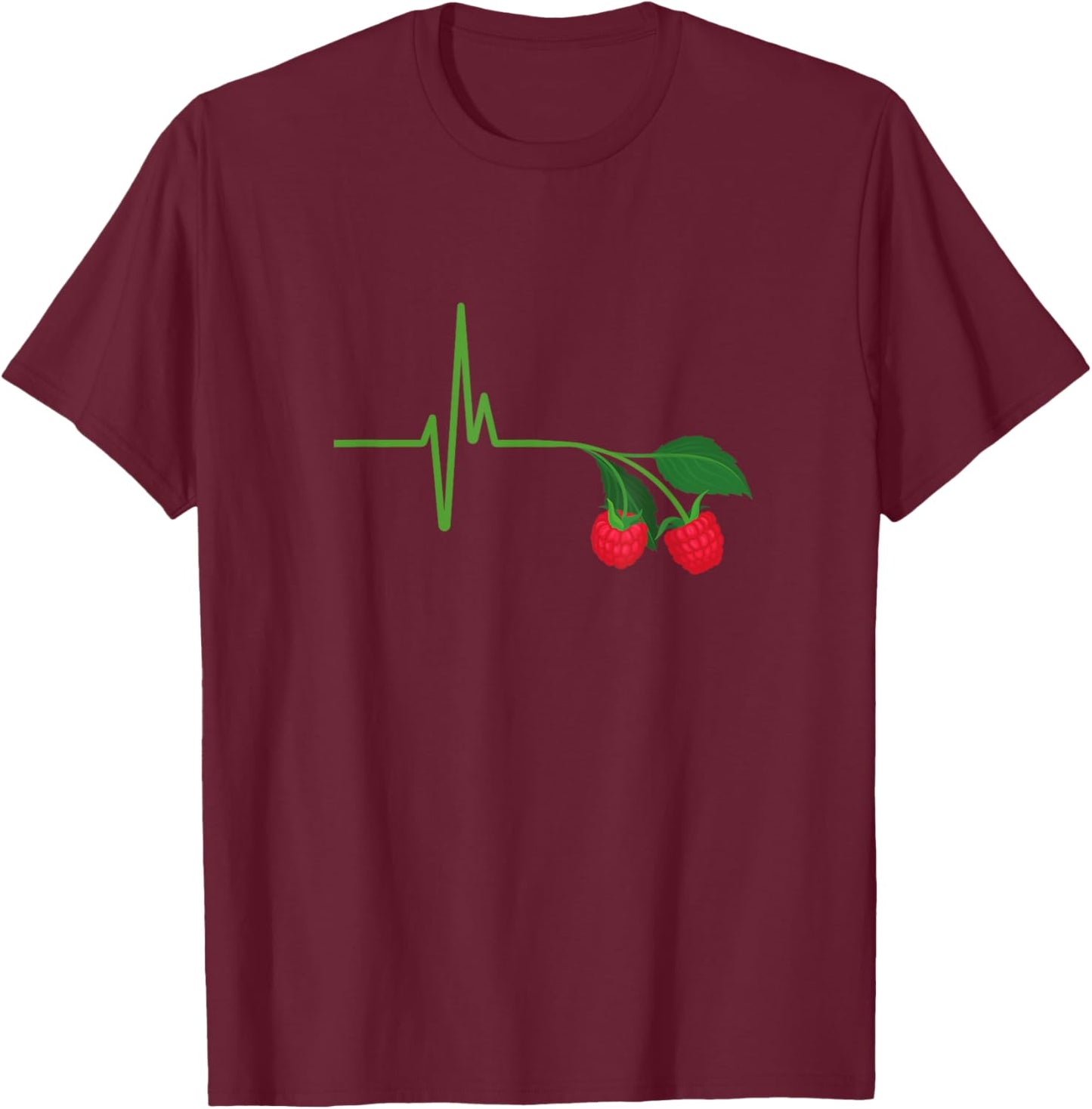 Himbeerliebhaber EKG Himbeere Herzschlag lustige Himbeere T-Shirt - T-Shirt | Maroon