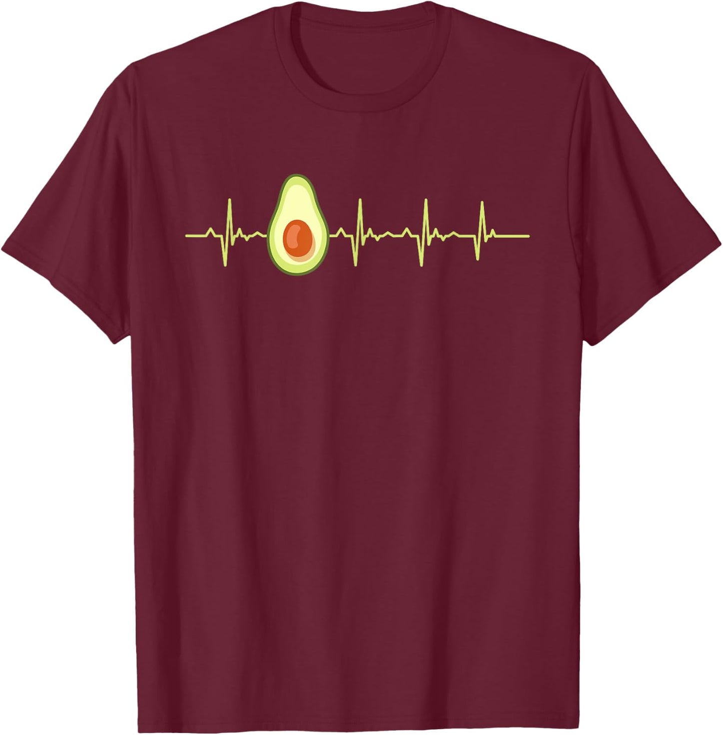 Avocado Heartbeat Funny EKG Vegan Best Gift Men Women Kids T-Shirt - T-Shirt | Maroon
