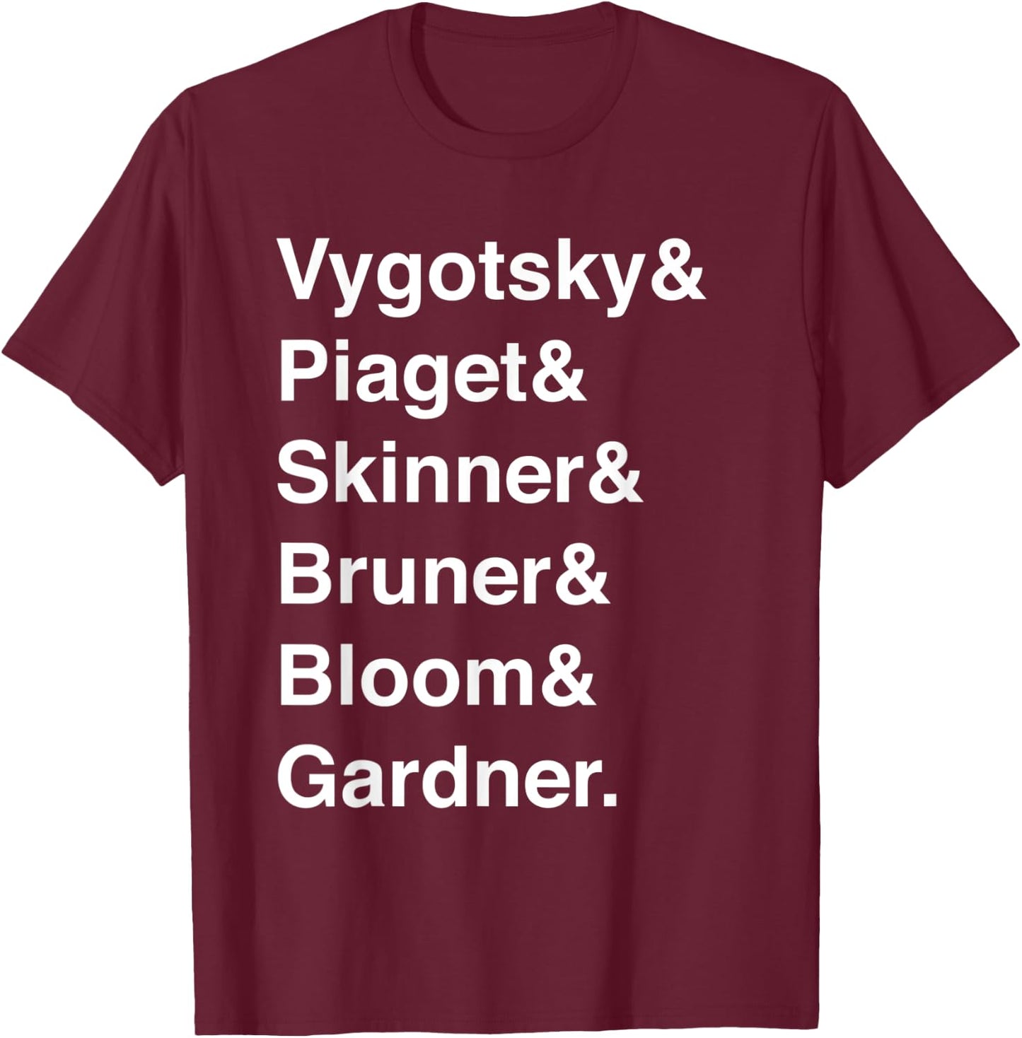 Education Teacher Gift Vygotsky Piaget Skinner Bruner Bloom Men Women T-Shirt - T-Shirt | Maroon