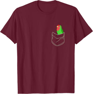 Pocket green Lovebird Cute Peach Faced Lovebird Birb memes T-Shirt - T-Shirt | Maroon