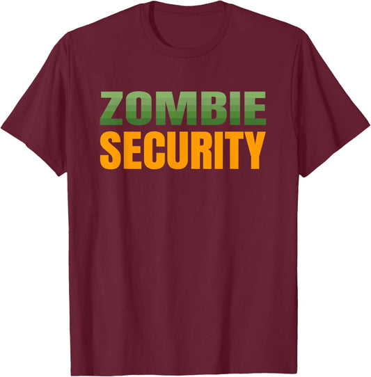 Mom Dad Parents Adult Halloween Costume - Zombie Security T-Shirt - T-Shirt | Maroon