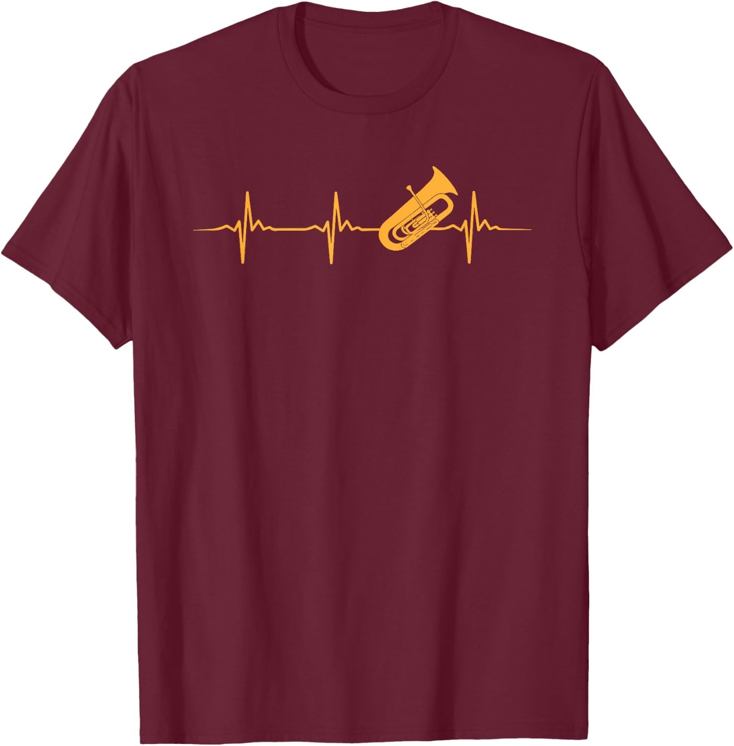 Musician Designs Music Gift Ideas Great Tuba Heartbeat Gift Tuba Player ,Black,Small T-Shirt - T-Shirt | Maroon
