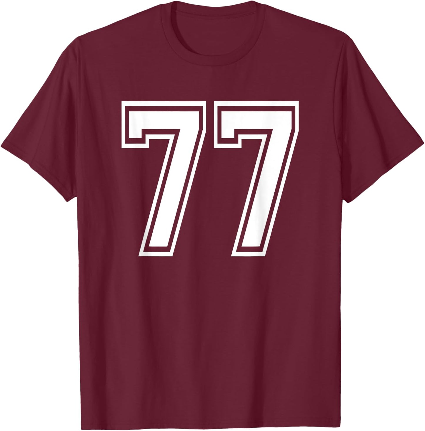 Number 77 Birthday 77th Sports Player Team Numbered Jersey T-Shirt - T-Shirt | Maroon