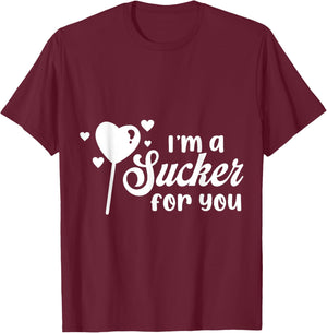Vintage Candy Heart Love I'm a Sucker For You Valentines Day T-Shirt - T-Shirt | Maroon