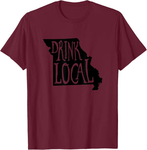 Drink Local Missouri State Outline Craft Beer T-Shirt - T-Shirt | Maroon