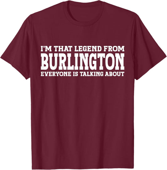 Burlington Hometown IA Iowa Home Roots City Funny - Men's -Adults & Kids Black Short Sleeve Cotton 100% Classic Fit Pull On U-Neck - Small T-Shirt - T-Shirt | Maroon