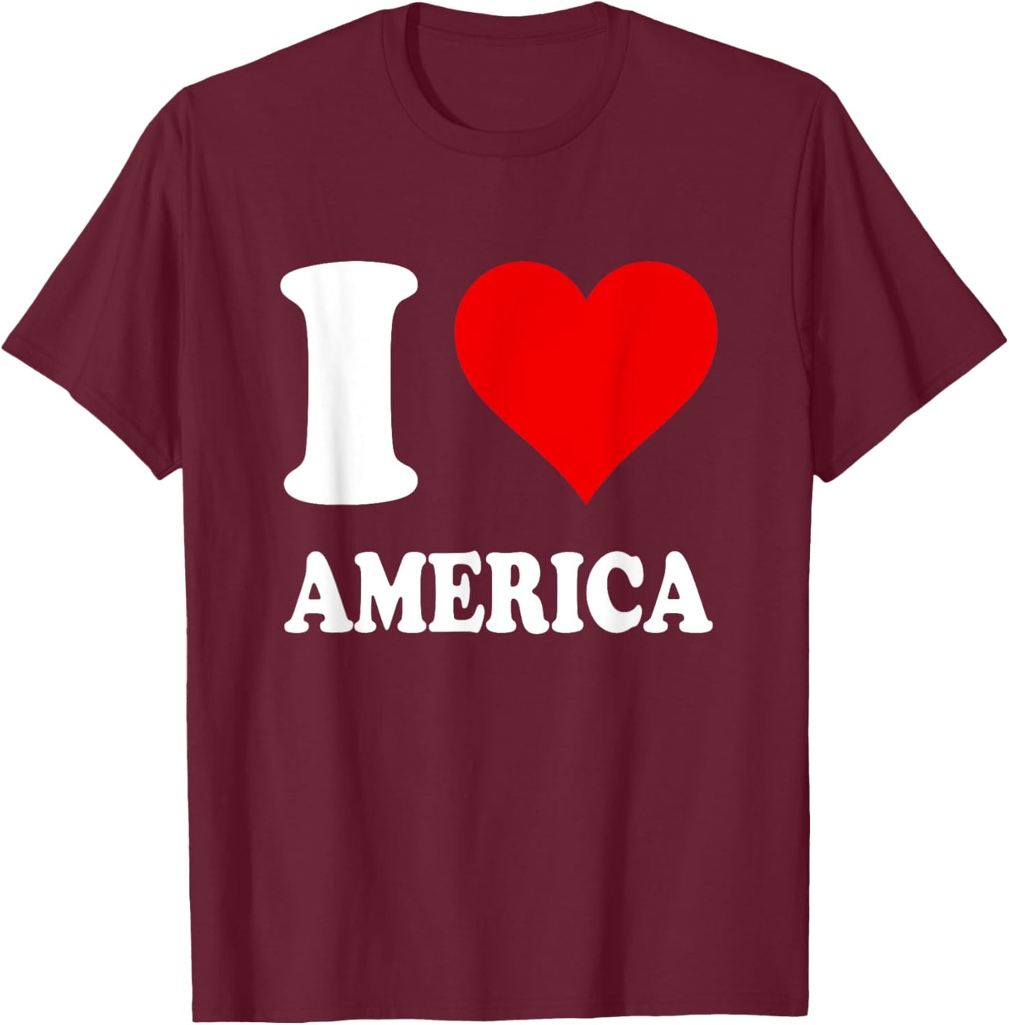 Red Heart I Love America T-Shirt - T-Shirt | Maroon