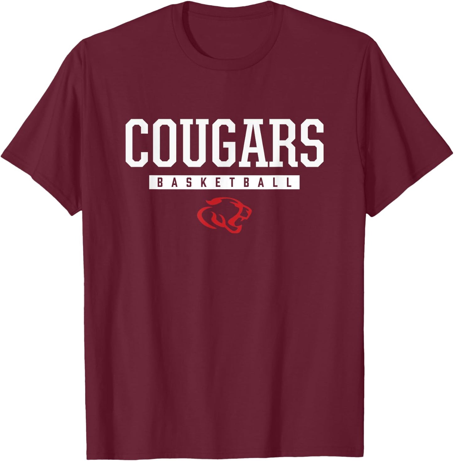 Crosby Cougars Logo Basketball HS T-Shirt - T-Shirt | Maroon