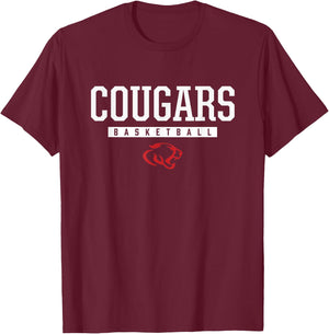 Crosby Cougars Logo Basketball HS T-Shirt - T-Shirt | Maroon