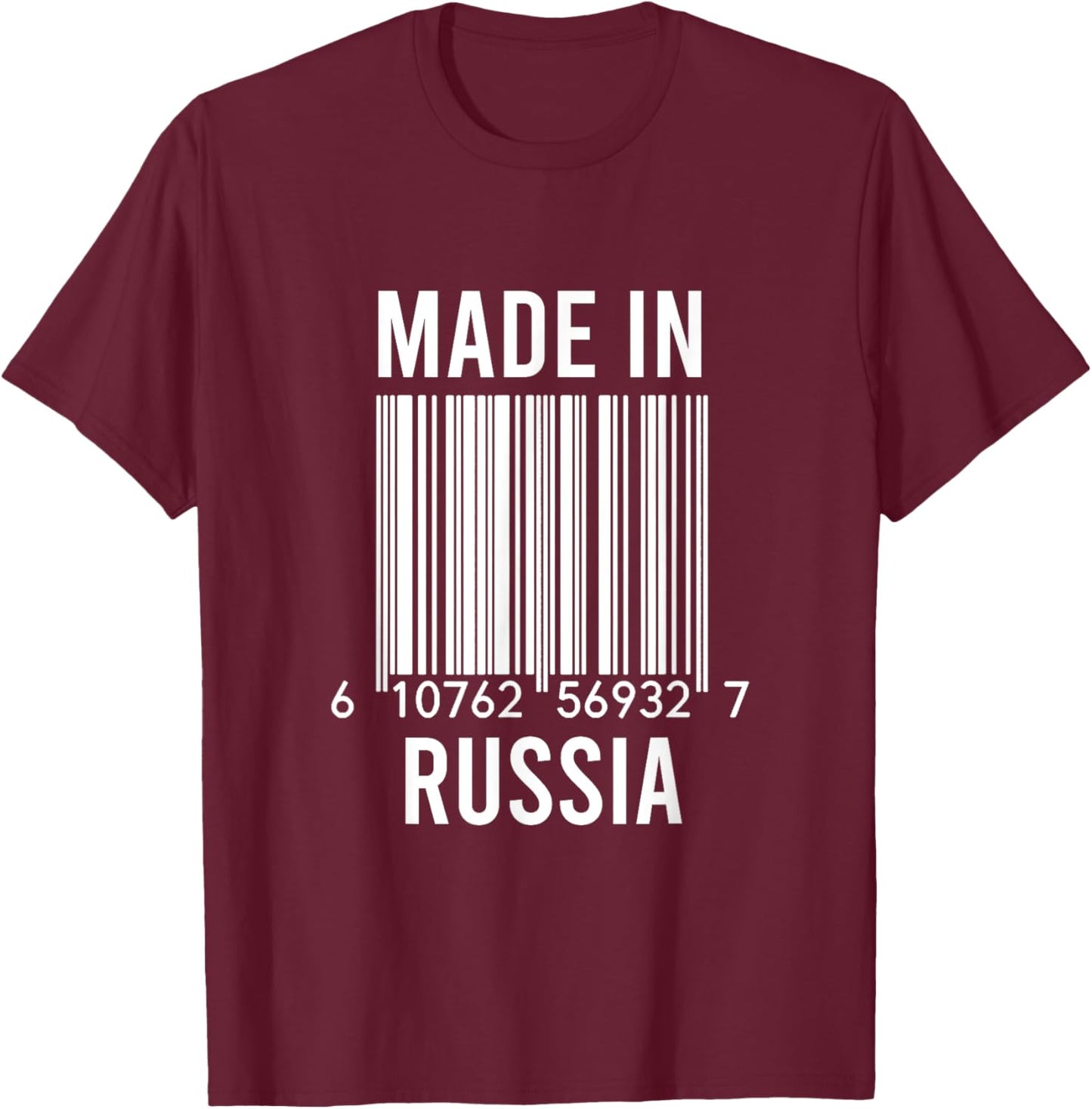 Barcode Made In Russia T-Shirt - T-Shirt | Maroon