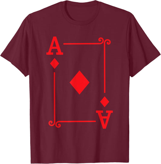 Playing Cards Costume - Ace Diamonds Card - Ace Card T-Shirt - T-Shirt | Maroon