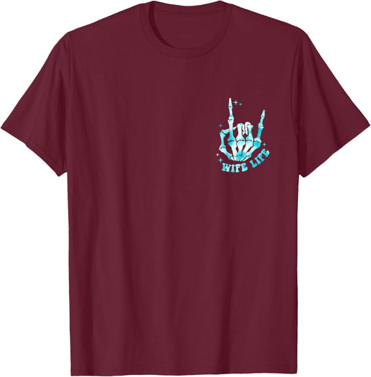 Funny On My Husband's Last Nerve Groovy Wife Life (2 Side) T-Shirt - T-Shirt | Maroon