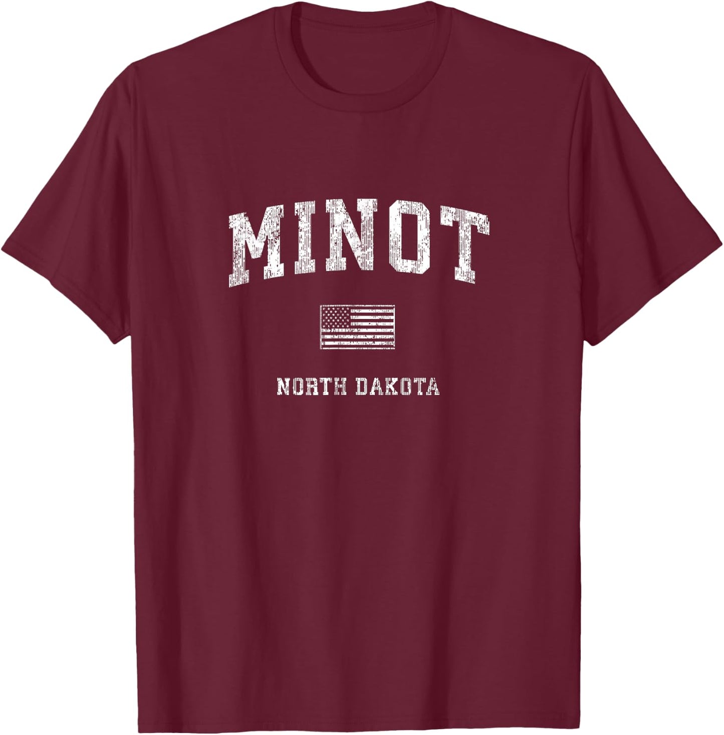 Minot North Dakota ND Vintage American Flag Kids Men T-Shirt - T-Shirt | Maroon