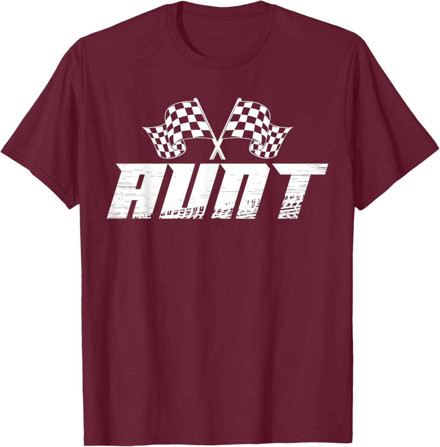 Aunt Pit Crew Family Racing Birthday Race Car T-Shirt - T-Shirt | Maroon