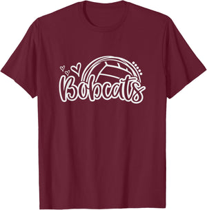 Volleyball Bobcats School Sports Fan Team Spirit T-Shirt - T-Shirt | Maroon
