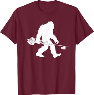 Bigfoot With Lawn Trimmer Sasquatch Grass Landscaper T-Shirt - T-Shirt | Maroon