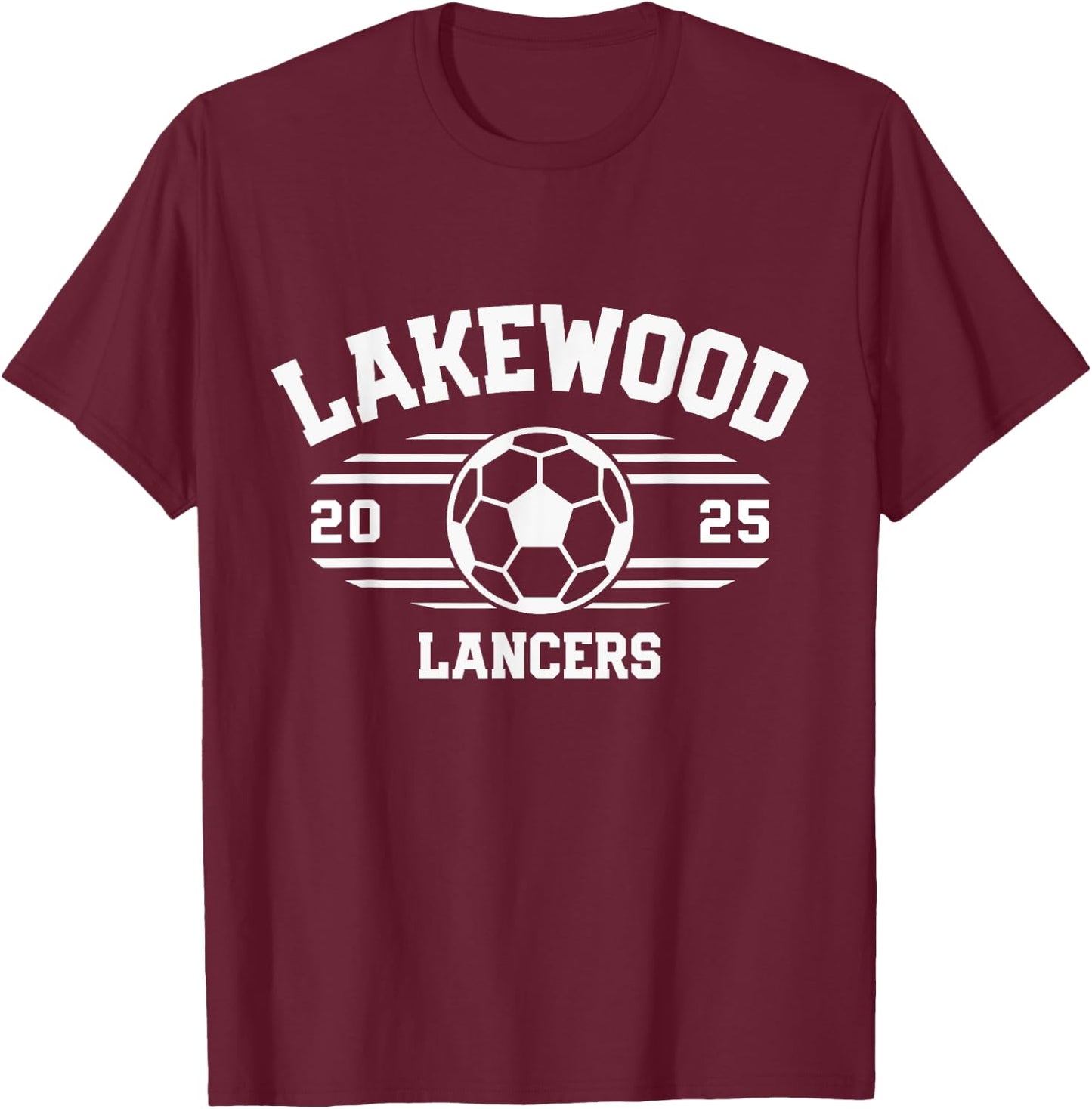 Lakewood Lancers Soccer Ball 2025 T-Shirt - T-Shirt | Maroon