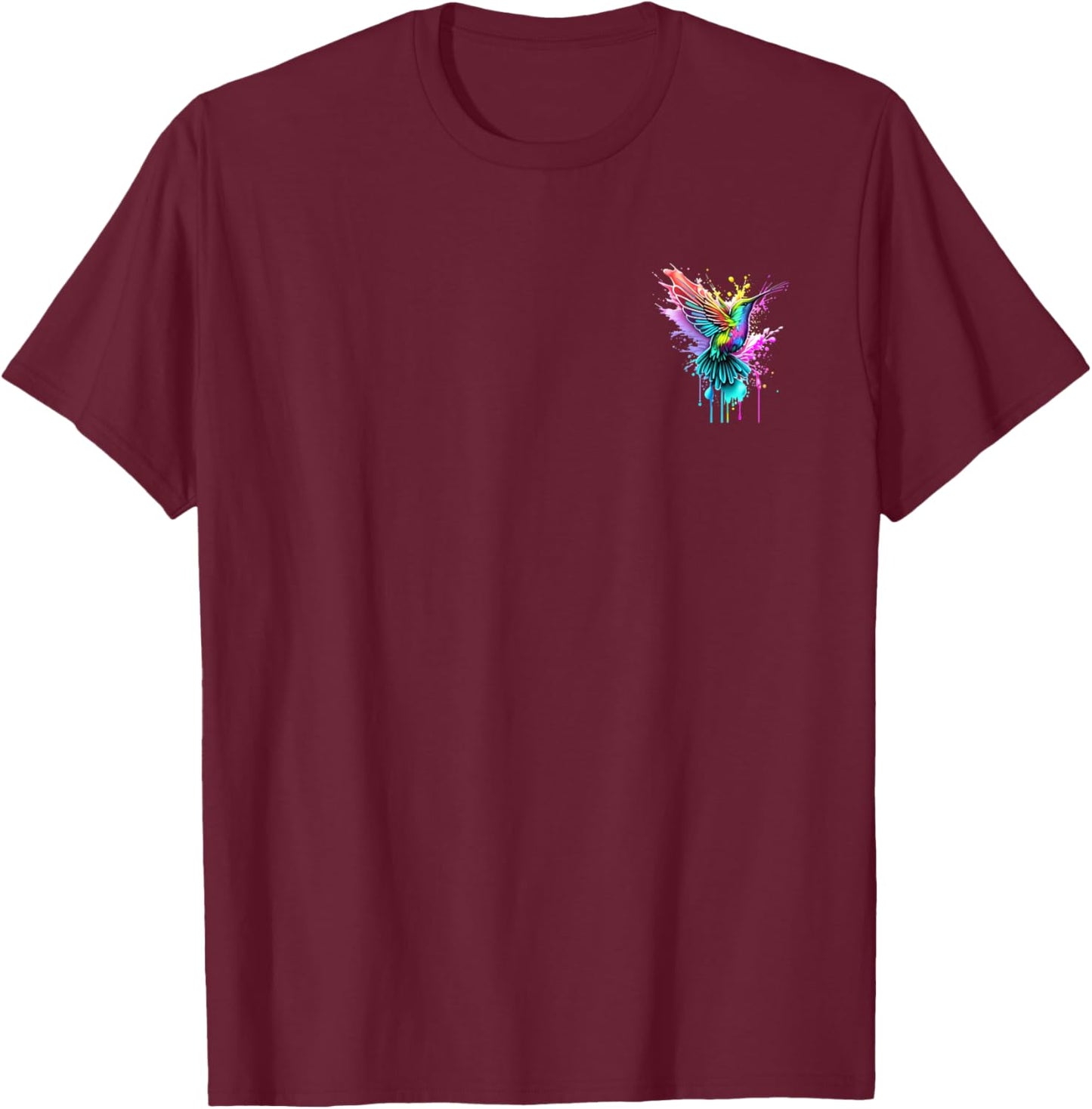 Hummingbird in pocket - Watercolor hummingbird design T-Shirt - T-Shirt | Maroon