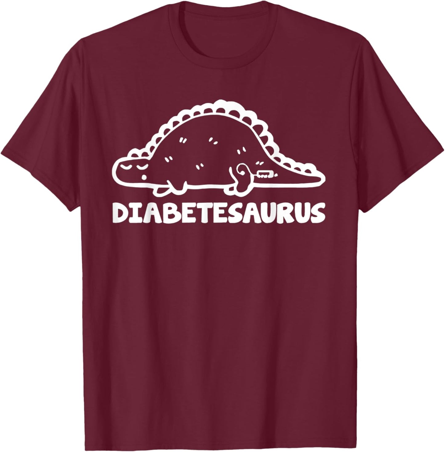 Diabetesaurus Funny Diabetes Dinosaur T-Shirt - T-Shirt | Maroon