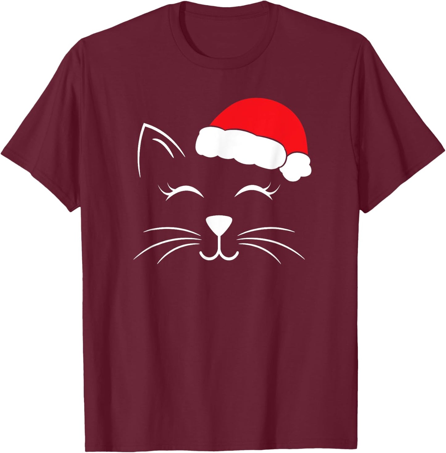 Cute Santa Cat Lover Christmas Men Women Kids T-Shirt - T-Shirt | Maroon