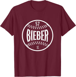 Shane Bieber Baseball Line Gameday T-Shirt - T-Shirt | Maroon