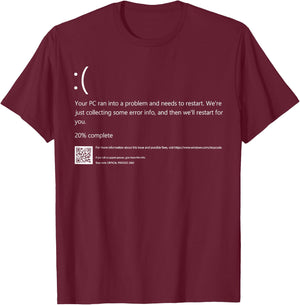 Blue Screen of Death IT Geek Halloween Party DIY Costume T-Shirt - T-Shirt | Maroon