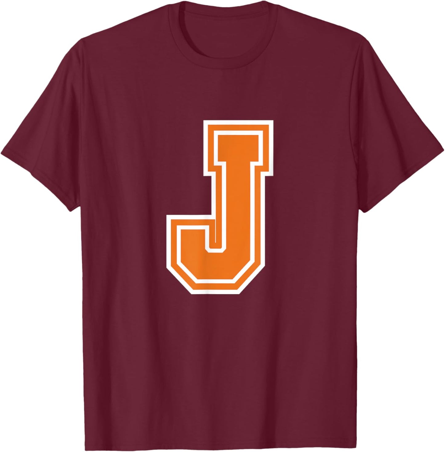 Letter J Monogram Initial T-Shirt - T-Shirt | Maroon