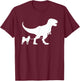 T-Rex Walking a Dog Funny Alaskan Klee Kai Dad Dog Lovers Men Women Kids T-Shirt - T-Shirt | Maroon