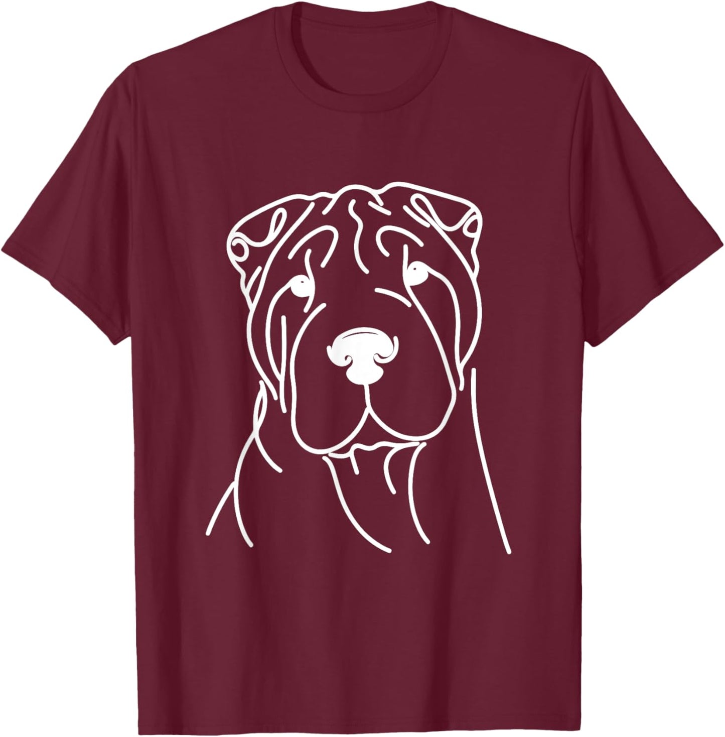 Line Art Dad Mom Dog - Shar Pei Men Women T-Shirt - T-Shirt | Maroon
